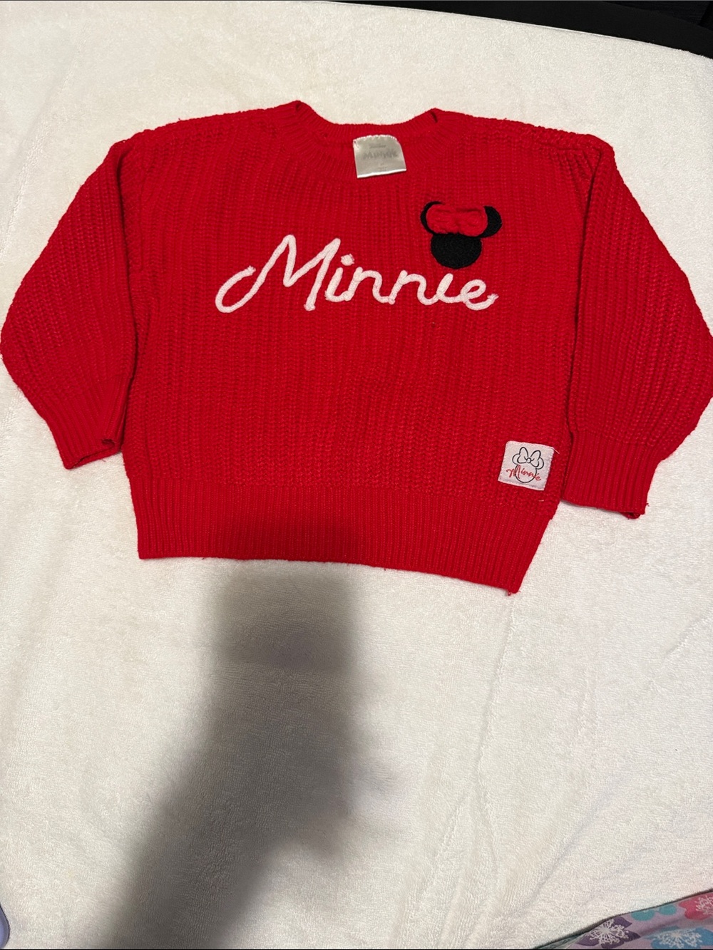 Disney Minnie Red Knit Sweater with Black Accent